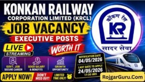 Read more about the article Konkan Railway Executive Bharti 2026 : Executive के 17 पदों पर नोटिफिकेशन हुआ जारी