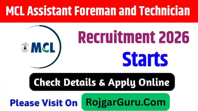 MCL Foreman and Technician Bharti 2026